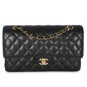 Chanel Black Quilted Caviar Medium Classic Double Flap Bag